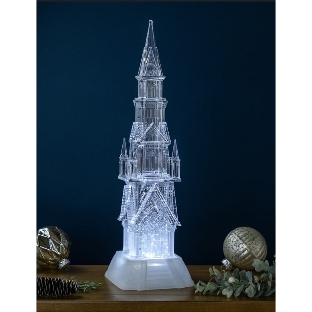 Gerson 17.25" Lighted Spinning Water Globe Cathedral Church Christmas Holiday